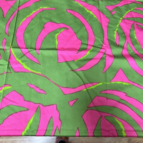 Vtg Retro Cloth Tablecloth Green Hot Pink Rectangle 40 x 48 1970s Groovy MCM - Picture 6 of 10
